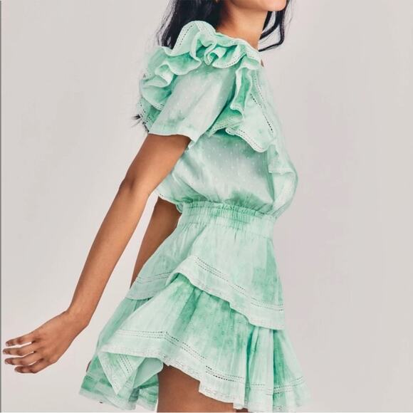 LoveShackFancy Natasha Dress in Jade Mist Hand Dye Size M - Picture 8 of 14